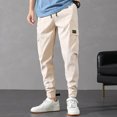thumbnail image 2 of safuny Casual Pants for Men Solid Color Comfy Lounge Casual Fashion Fall Spring Trousers Soft Loose Daily Elastic Waist Full Length Pants with Pocket Khaki XL, 2 of 9
