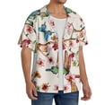 thumbnail image 4 of Easygdp Watercolor Floral With Butterflies Men's Casual Short-sleeved Shirt with Pocket and Button Suitable for Beach Vacation Leisure - Small, 4 of 7
