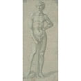 thumbnail image 2 of Domenico Veneziano 10x18 Black Ornate Wood Framed Double Matted Museum Art Print Titled - Standing Youth Holding a Club (1438-61), 2 of 5