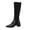 Black, variant on WEAIXIMIUNG Hiking Boots for Women Women Mid Calf Boots Autumn and Winter Fashion Stretch Knitted Leather Stitching Pure Color Comfortable Square Toe Square Heel