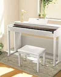 Donner Piano Bench with Storage, Solid Wood Keyboard Bench Piano Bookcase Stool Chair Seat with High-Density Suede Cushion, White