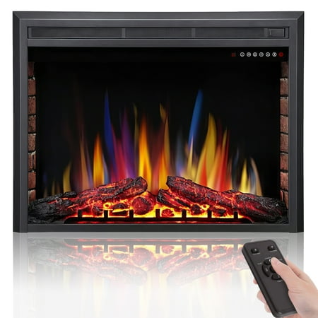 KISSAIR 36 inch Insert Electric Heater with Touch Screen  Colorful Flame & Timer Control  750W-1500W and Classic Black