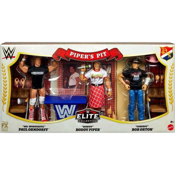 WWE Wrestling Piper's Pit Mr. Wonderful Paul Orndorff, Rowdy Roddy Piper & Cowboy Bob Orton Action Figure 3-Pack