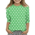 thumbnail image 5 of breaise Girls 3/4 Sleeves T-Shirt Kids Casual Swiss Dot Print Tunic Tops Loose Comfy Soft Tees Blouses 3-12 Years, 5 of 5