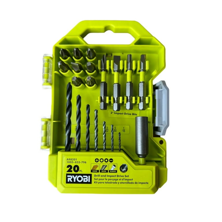 RYOBI Set Driver Drill and Impact Drive Kit 20 Piece Walmart