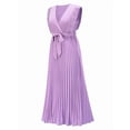 thumbnail image 5 of Qmyliery Women Fashion Temperament Long Dress Solid Color Ruffle Sleeve Chiffon Dresses, 5 of 7