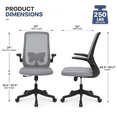 thumbnail image 5 of MoNiBloom Set of 2 Ergonomic Office Chair, Adjustable Swivel Computer Seat with Backrest & Armrest for Guest Reception, Grey, 5 of 12
