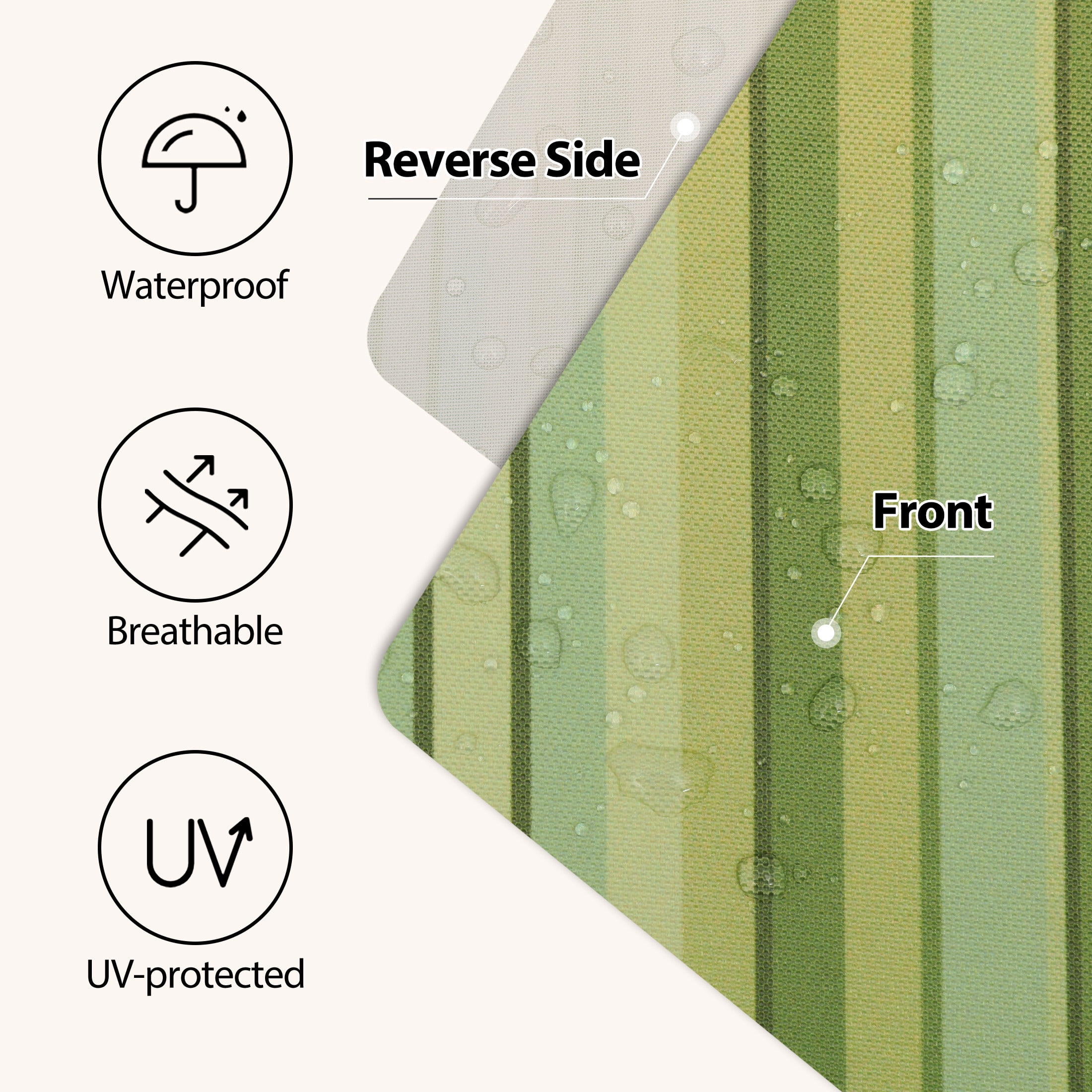 24 x 24 Waterproof Outdoor Deep Seat Cushion for Patio Furniture Cushion Replacement, Narrow Stripes Green
