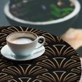 thumbnail image 3 of Ambesonne Art Deco Fitted Round Tablecloth, Shell Shapes Geometric Art, 40"- 44" Diameter, Brown Black and Ecru, 3 of 5