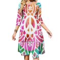 thumbnail image 1 of Peace & Love / Hippie Festival Signe de Paix Robe Évasée Nœud Fleur Mode Grande Taille Robe Ample Paix, 1 of 5