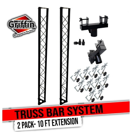 Image of DJ Triangle Truss Extension Lighting System by Griffin | Mounts on your Speaker Stands | Trussing Stage Kit for Smoke Machines & Dance Laser Lights with C Clamps Mounting Brackets