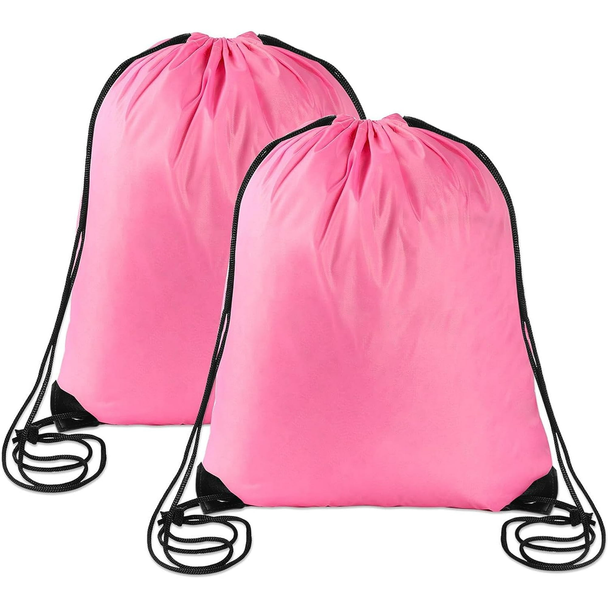 2 Pcs Pink Drawstring Backpack Bags Sports Cinch Sack String Bags Drawstring Gym Bag Draw String Backpack Bulk Swimming String Bags