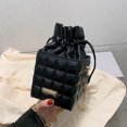 thumbnail image 4 of Retro Mujer PU Checker Cordón Crossbody Bolso Cadena Cubo Bolso (Negro), 4 of 6