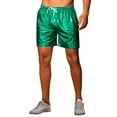 thumbnail image 5 of INSPIRE CHIC Metallic Short Pants for Mens Drawstring Elastic Waist Holographic Plaid Hot Shorts 28 Green, 5 of 6