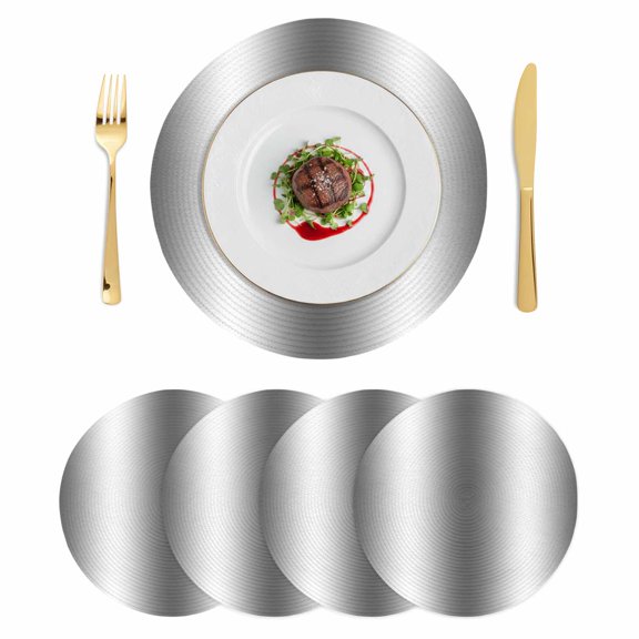 Round Placemats Ombre Gray 15 inch Set of 4 Table Mats for Dining Table Modern Minimalist Heat Resistant Non-Slip Kitchen & Home Decorative Place Mat Set