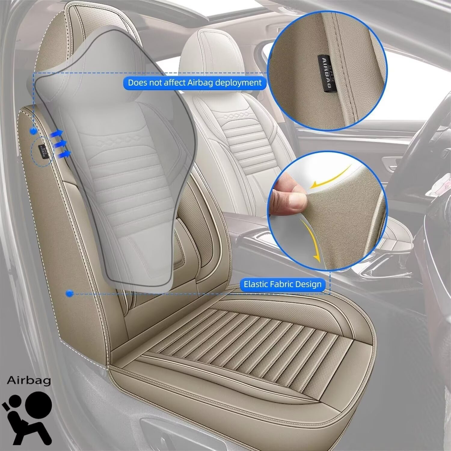 DIKSOAKR Car Seat Covers for Toyota Camry 2012-2024 2025 Full Set Faux Leather Seat Covers Breathble Waterproof (2 Row 5 Seat, Beige)