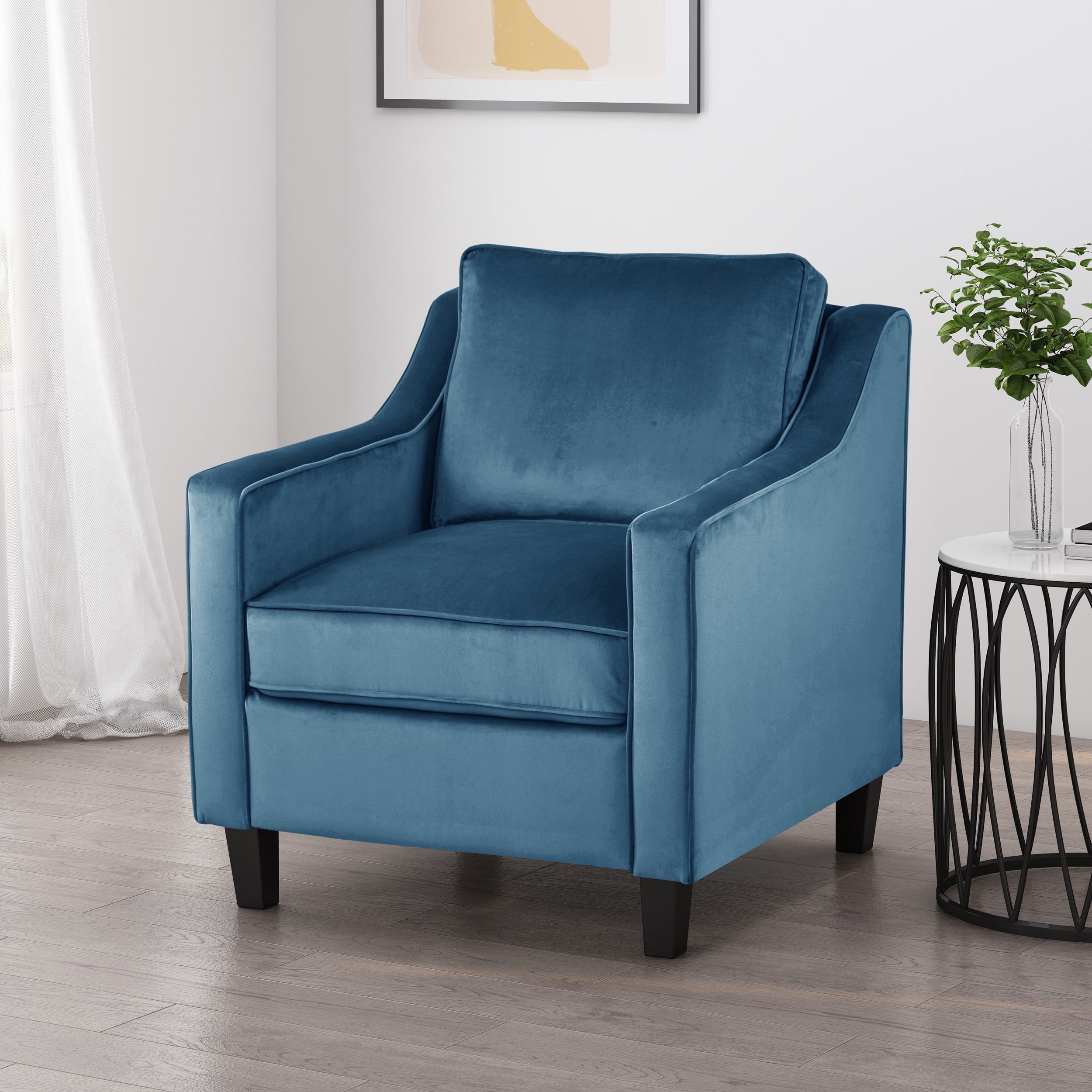 Noble House Milo Velvet Club Chair, Blue