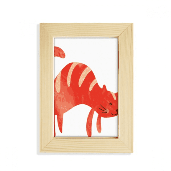 Red Sling Fat Cat Animal Watercolor Desktop Display Photo Frame Picture Art Painting 5x7 inch