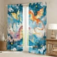 thumbnail image 2 of Castle Fairy Cartoon Dragon Curtains Pack of 2 (42x84 Each),Abstract Vintage Curtains Blackout,Stars Print Bedroom Curtains,Breathable Animal Home Decor, 2 of 6