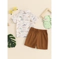 thumbnail image 4 of Bagilaanoe 2pcs Toddler Baby Boy Shorts Set Short Sleeve Print Shirt Tops + Shorts 6M 12M 18M 24M 3T 4T Kids Casual Summer Clothes, 4 of 7