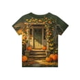 thumbnail image 3 of Grblisyd Halloween Girls boys shirts Short Sleeve T Shirts Kids Summer Tops Crewneck Pumpkin Ghost Print Tees 5-14 Years, 3 of 6