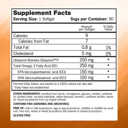 Qunol Plus Ubiquinol 200 mg. with Omega-3, 90 Softgels