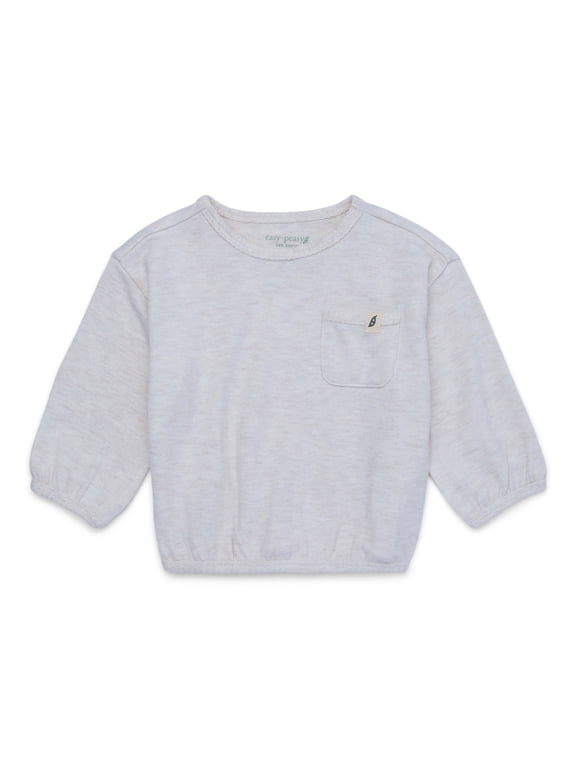 Baby Long Sleeve Hacci Pocket Sweatshirt, Sizes 0-24 Months