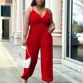 thumbnail image 3 of B91xZ Combinaisons Sans Manches Décontractées pour Femmes Printemps Été Salopettes Amples Combinaisons, Rouge TTG, 3 of 3