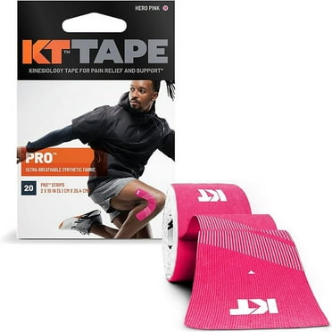 KT Tape, Pro Synthetic Kinesiology Athletic Tape, 20 Count, 10” Precut Strips