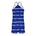 thumbnail image 5 of pstuiky Women Pajama Sets Fashion Striped Print Cami Pajama Sets Summer Loose Fit Crew Neck Sleeveless Sleepwear with Shorts Blue L, 5 of 9