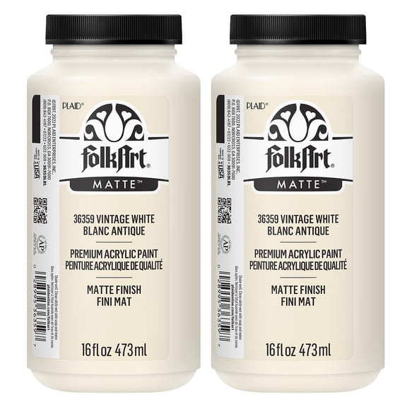 FolkArt Acrylic Paint Matte 16oz. Vintage White 2/Pack (FLK36359-2)