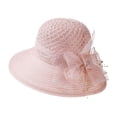 thumbnail image 5 of Fgnfyis Elegant Women's Wide Brim Sun Hat Floral Design Summer Beach Dress Hat for Outdoor Occasions Pink One Size, 5 of 6