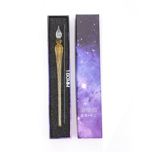 Glass Dip Pen Calligraphy Set - Hcrafted Borosilicate Glass Pen with 6 Color Ink Bottles Leak-Proof Desk Decor Gift for Artists & Writers