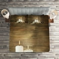 thumbnail image 2 of Ambesonne Spa Quilted Coverlet 3 Pcs, Wooden Stones Flower Petal, Queen Size, Brown and White, 2 of 2