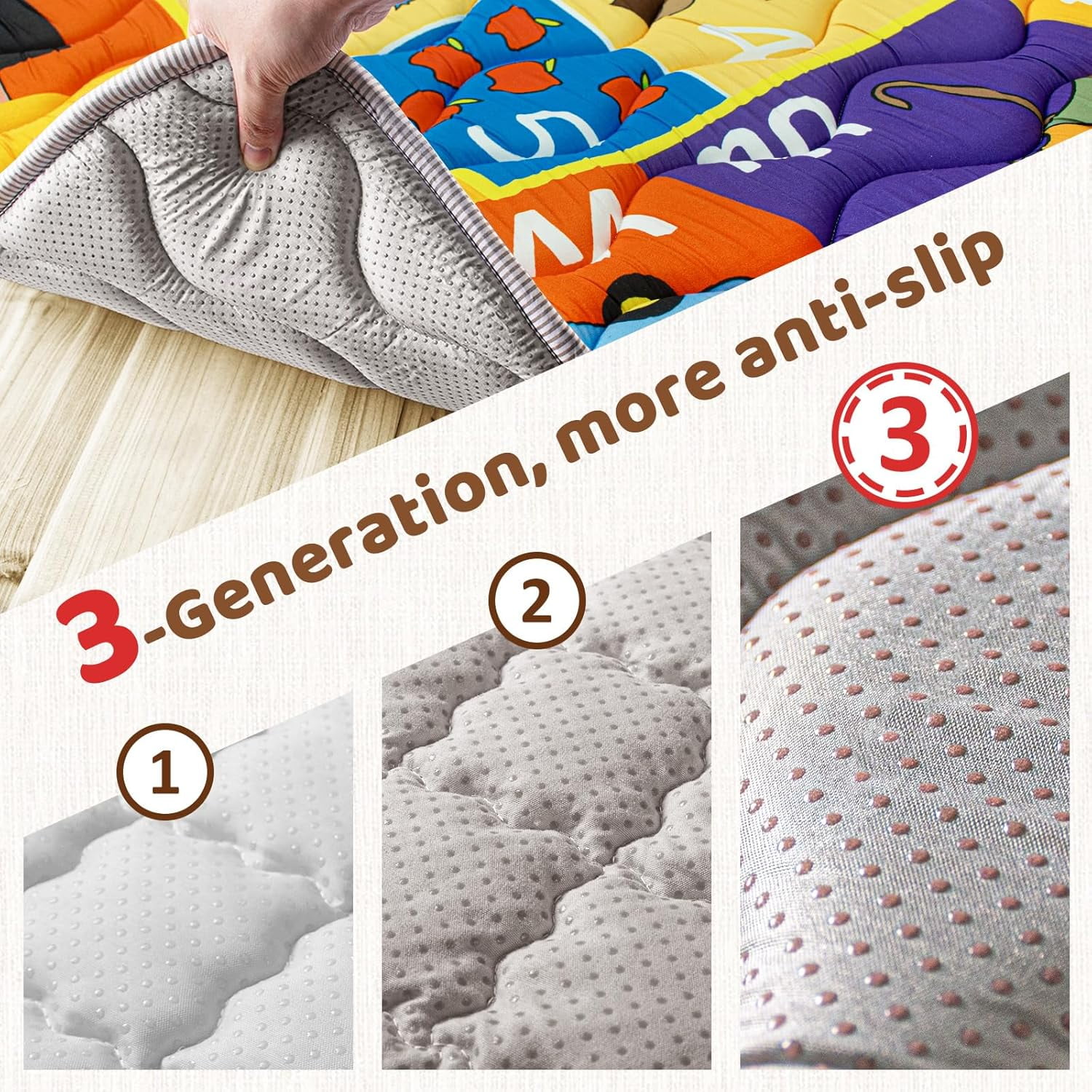 Beavtaens Baby Play Mat for Floor, Foam 50"x50"x1" Playpen Mat, Thickened & Non-Slip, for Ages 0-4