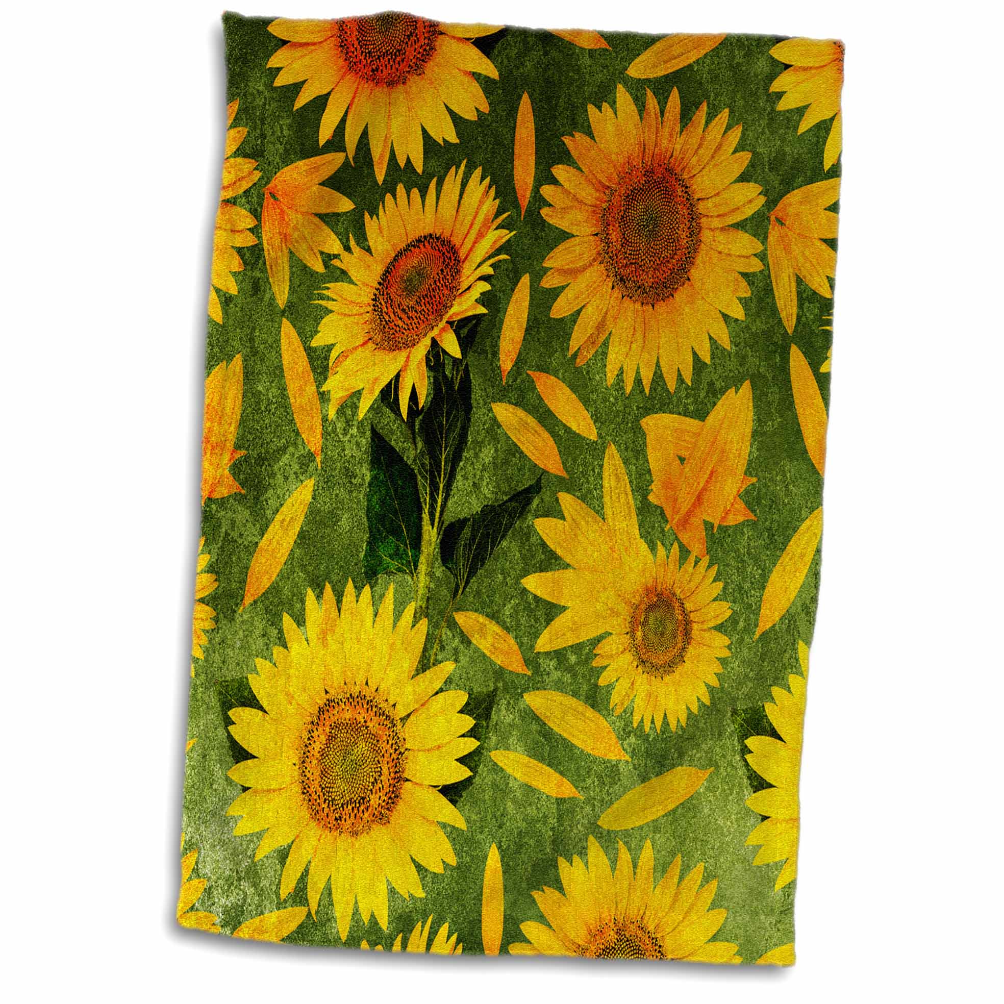 3dRose Trendy Summer Sunflower Flower Pattern Towel, 15 by 22inch