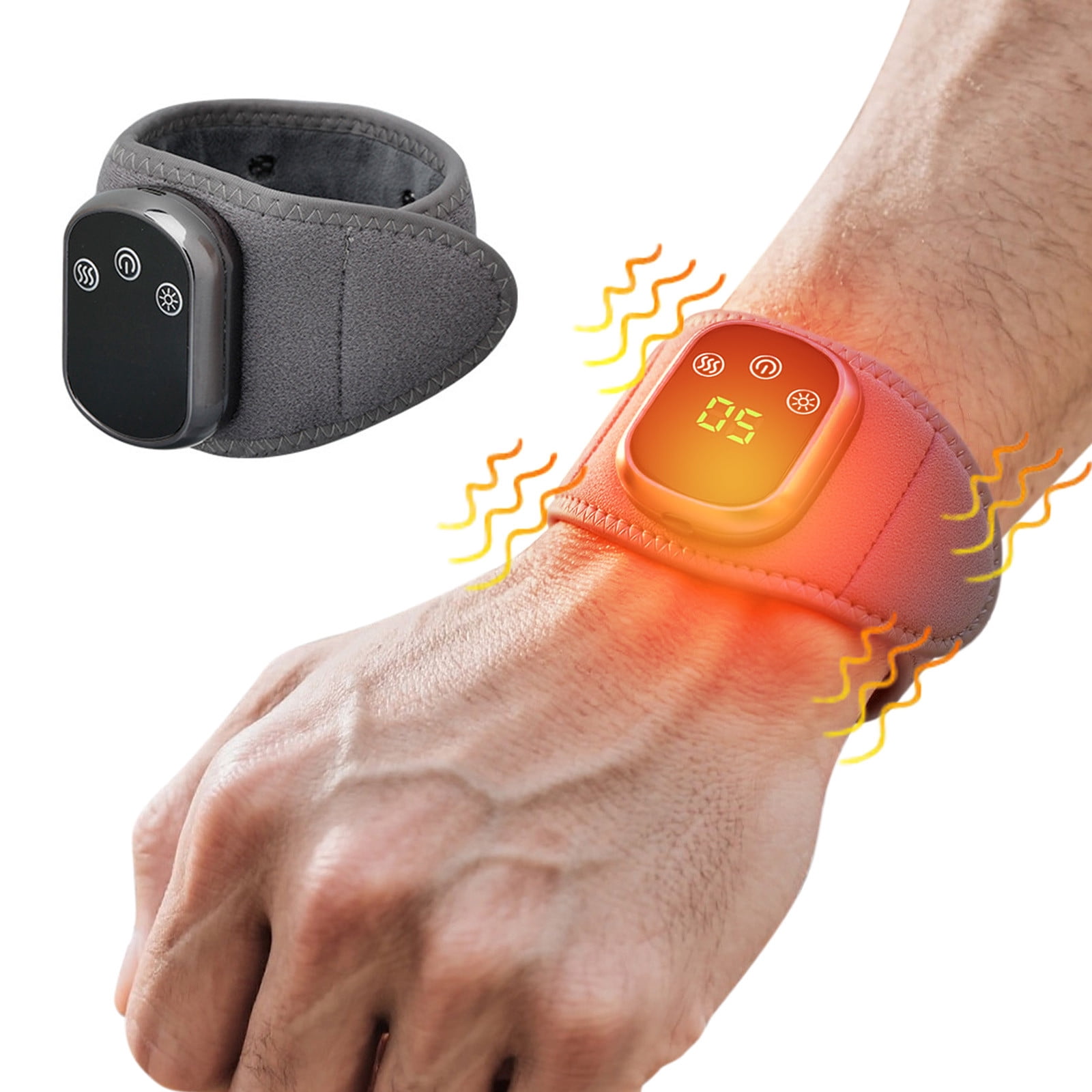 Cordless Wrist Heating Pad Wrap, Heated Wrist Massager for Men Women,Rechargeable Wrist Warmers with 5 Heating Levels and 3 Vibration Mode