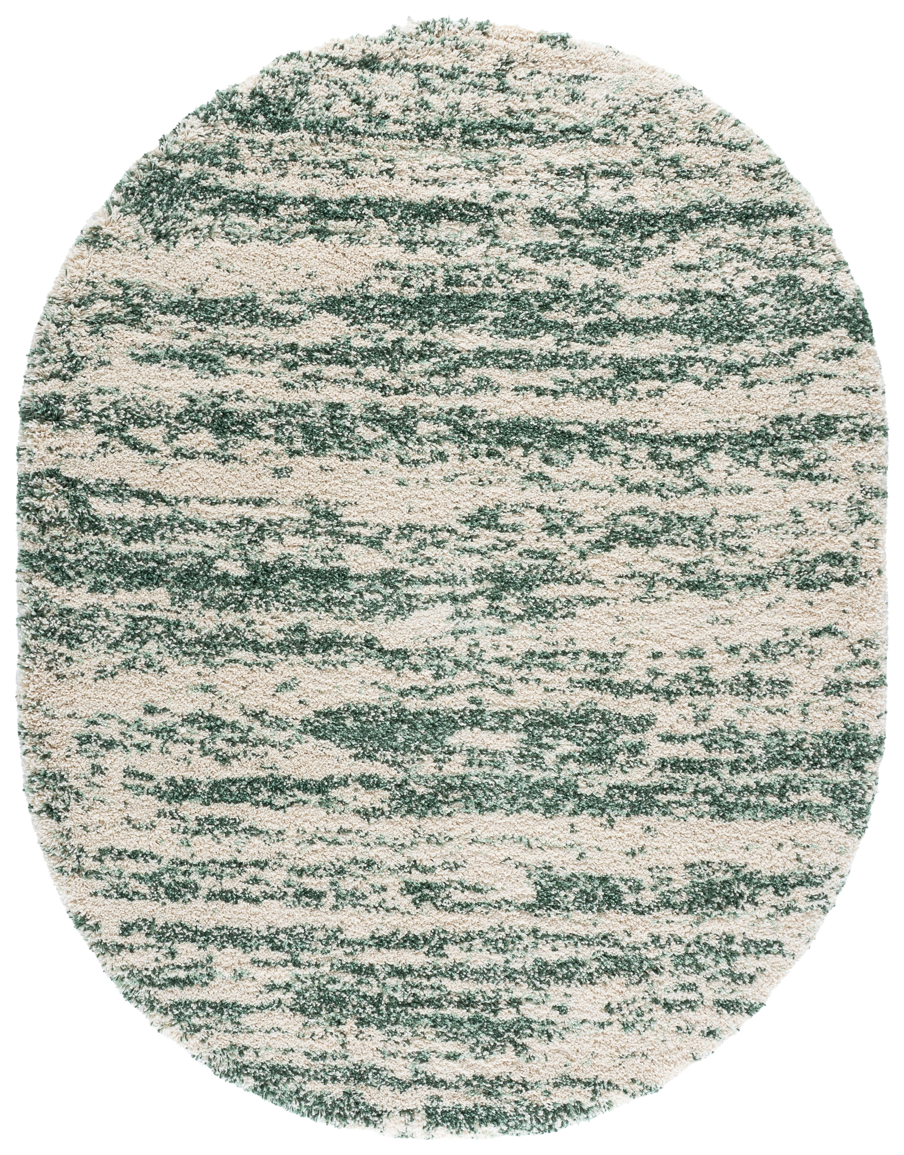 Safavieh Hudson Jack Abstract Shag Area Rug, Ivory/Green, 5' x 8' Oval