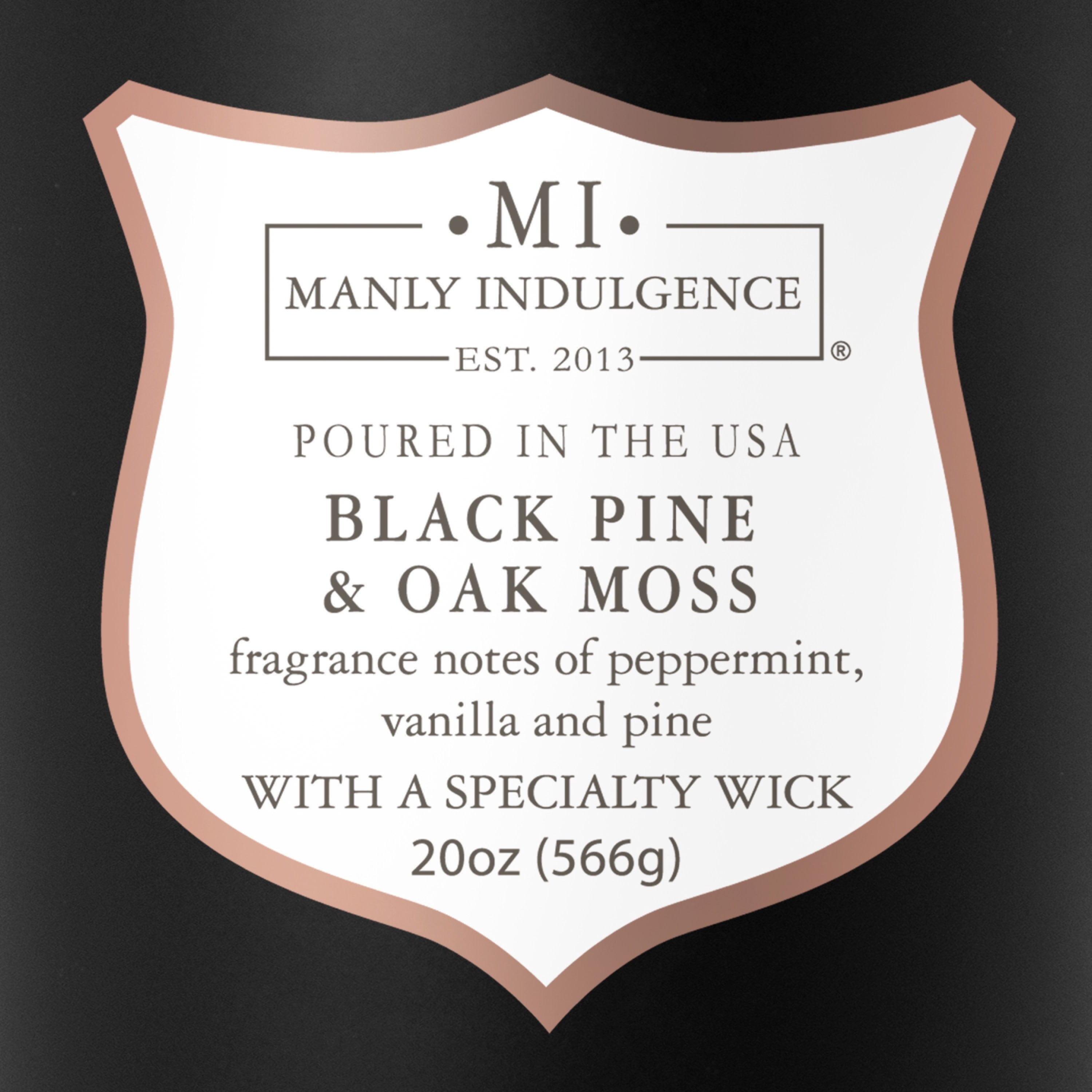 Manly Indulgence Black Pine & Oak Moss 20 oz Jar Candle, Wood Wick, Black