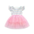 thumbnail image 2 of Toddler Baby Girls Ruffles Striped Print Star Tulle Princess Dress Active Dresses Fall Dress, 2 of 8