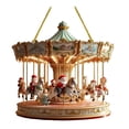 thumbnail image 3 of Adorno de carrusel navideño de acrílico, carrusel de Papá Noel, decoración colgante, mini colgante de caballo de carrusel para decoración de fiestas en el hogar y la oficina, 3 of 5