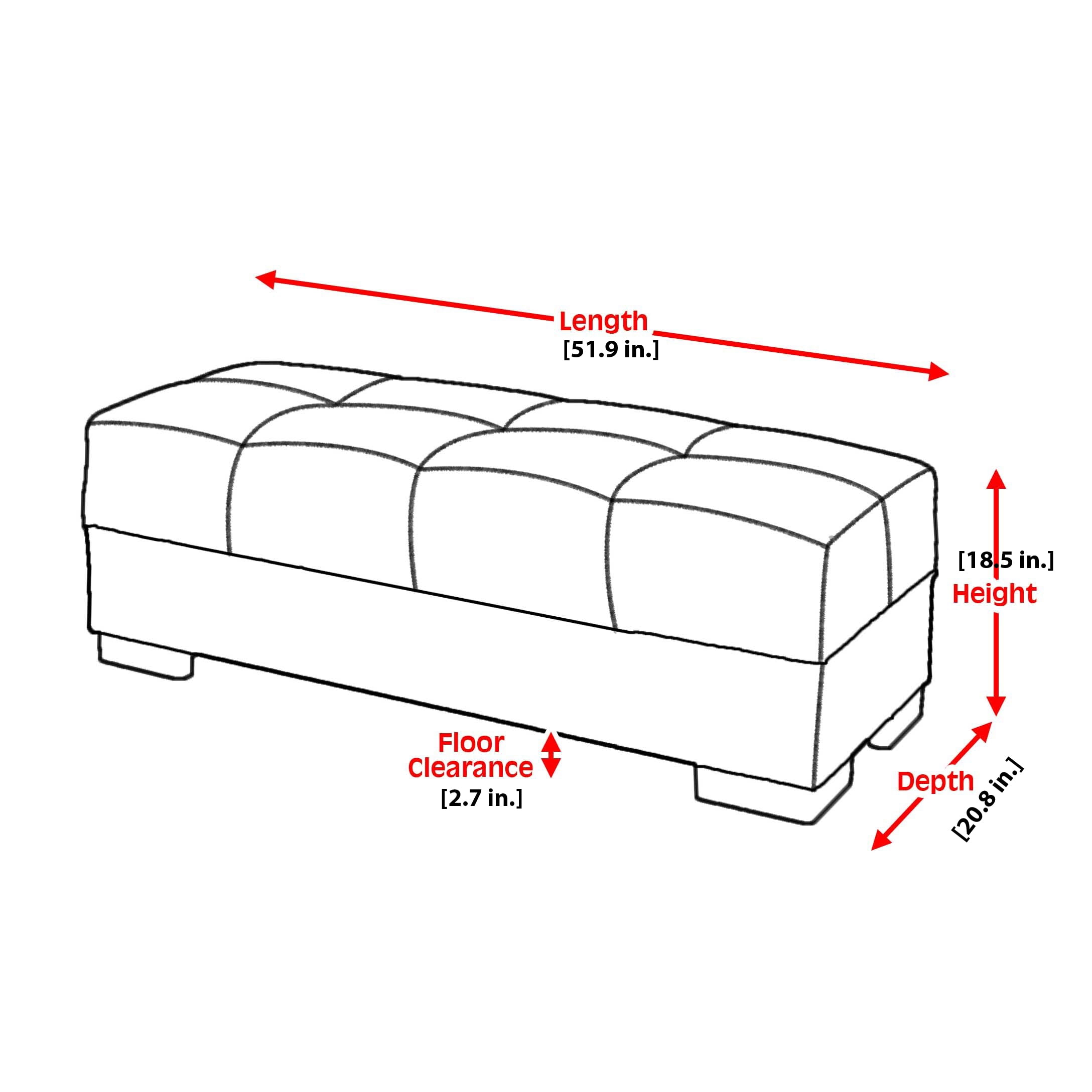 Ottomanson Origins Air Upholstered Storage Ottoman, Gray