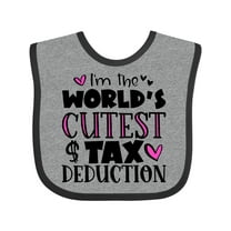 Inktastic I'm the Worlds Cutest Tax Deduction Pink Hearts Boys or Girls Baby Bib