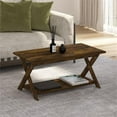 thumbnail image 4 of Pemberly Row Contemporary Criss-Crossed Coffee Table in Amber Pine, 4 of 6