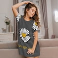 thumbnail image 3 of Uemuo Keep Life Simple Daisy Flower Pattern Women’s Nightdress – Casual Sleep Shirt, Soft Relaxed Fit Short-Sleeved Cotton Sleepwear for Home, Bedtime, and Lounging, 3 of 6