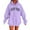 Purple, variant on XIAONU Womens Hoodies Retro Letter Print Hooded Fleece Sweatshirt Peasure Long Sleeve With Pocket Drawstring Hoodie