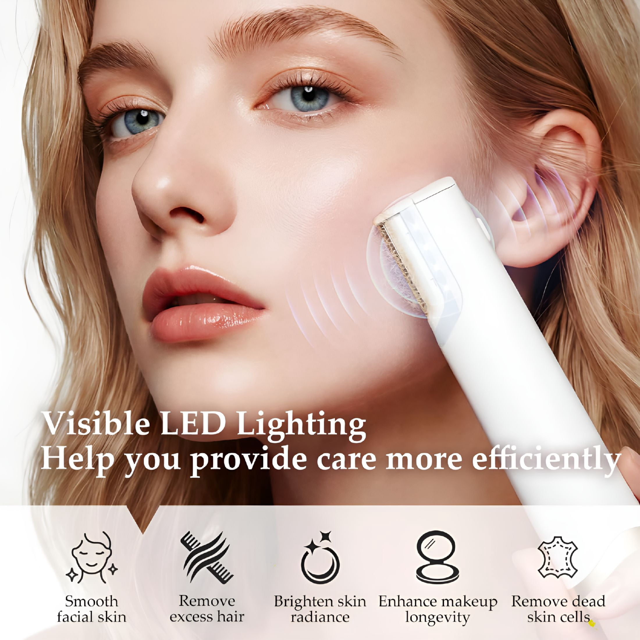 EXLEAF Dermaplaning for Women Face-Rechargeable Dermaplane Razor for Women Face,3-Speed Adjustment&White Led Light,10 Replacement Blades