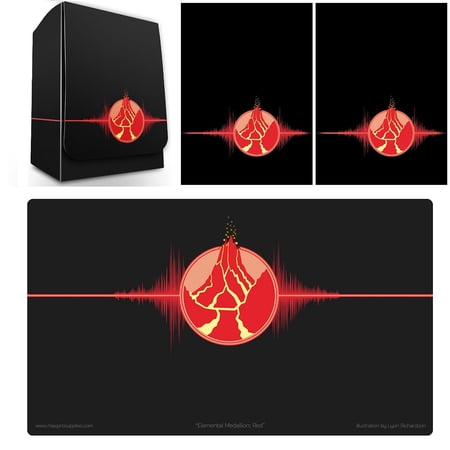 Max Pro Iconic Elemental Fire Red Deck Box , Playmat and 100 Shuffle-Tech Sleeves (fits MTG / Force of Will)
