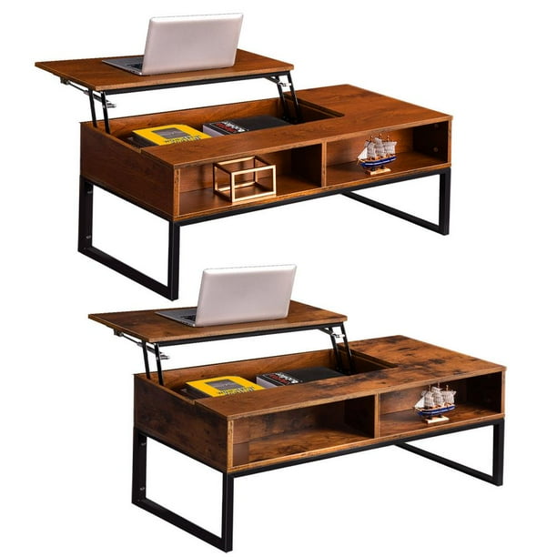 DANKWALM Wood Lift Top Coffee Table with Hidden Storage Compartment