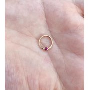 Single Ruby 16G Hinged Nose Ring Septum Clicker Cartilage 14k Gold